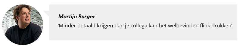 Portretfoto Martijn Burger met citaat: Minder betaald krijgen dan je collega kan het welbevinden flink drukken