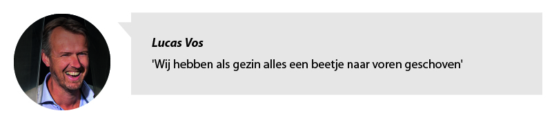 Portretfoto Lucas Vos en citaat: Wij hebben als gezin alles een beetje naar voren geschoven